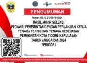 BKPSDM Tidore Umumkan Hasil Seleksi Kompetensi PPPK Tenaga Teknis dan Kesehatan Tahap I Formasi 2024